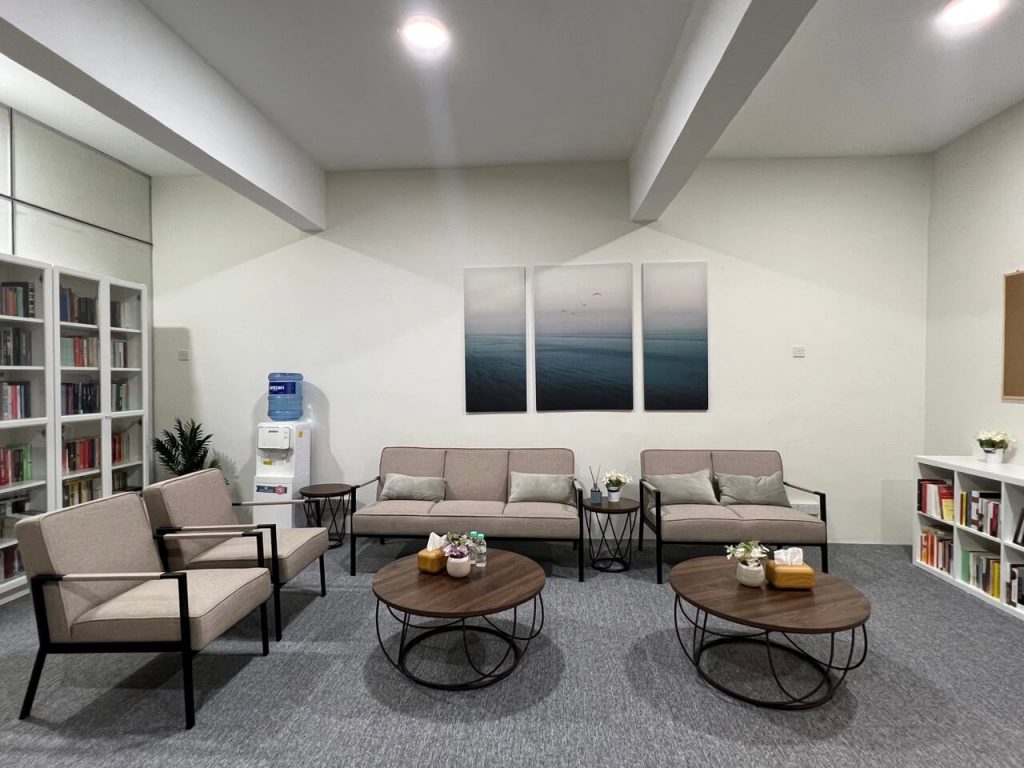 Upper-floor waiting area at MY Psychology